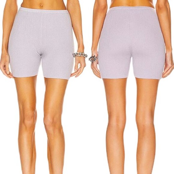 SABLYN Dawn Rib Knit Bike Shorts SZ M 6/8 Lavender Cotton Silk Cashmere Designer - Picture 2 of 11